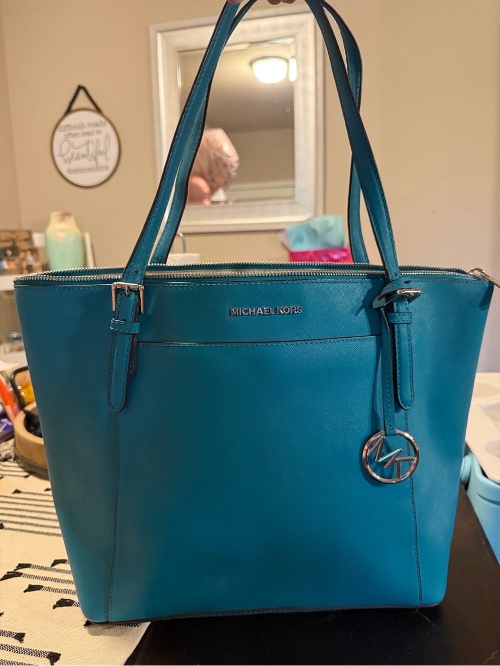 Michael Kors Teal Saffiano Leather Tote